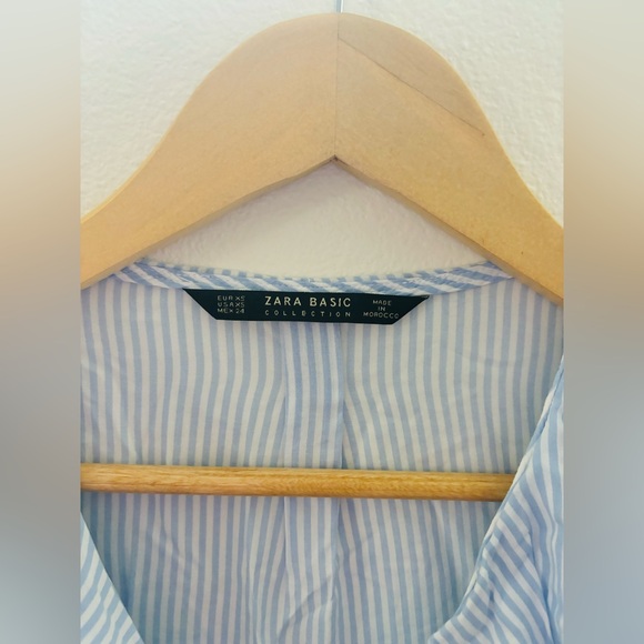 Zara Stripes Button Down Top with Frills Collar - Picture 2 of 3